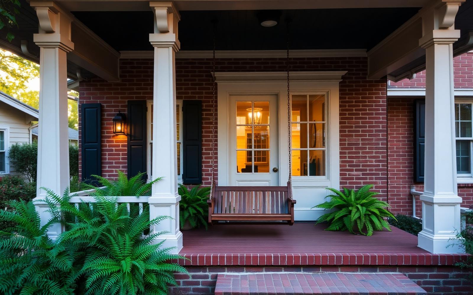 Craftsman bungalow porch with tapered columns in Elizabeth, Charlotte